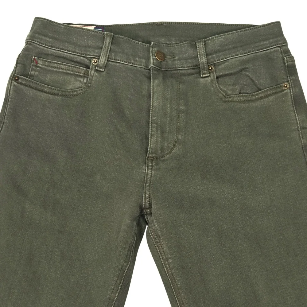 Marine Layer Slim Straight Pants Mens 30‎ Olive Green Denim Jeans Excellent